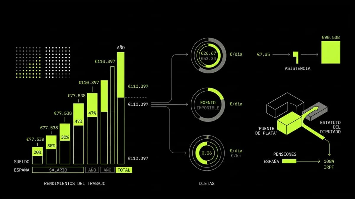 Infografía resumen del artículo: Cómo tributan los sueldos de los políticos en España