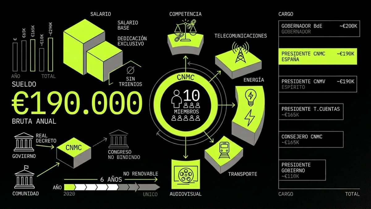 Infografía resumen del artículo: ¿Cuánto cobra el presidente de la CNMC?