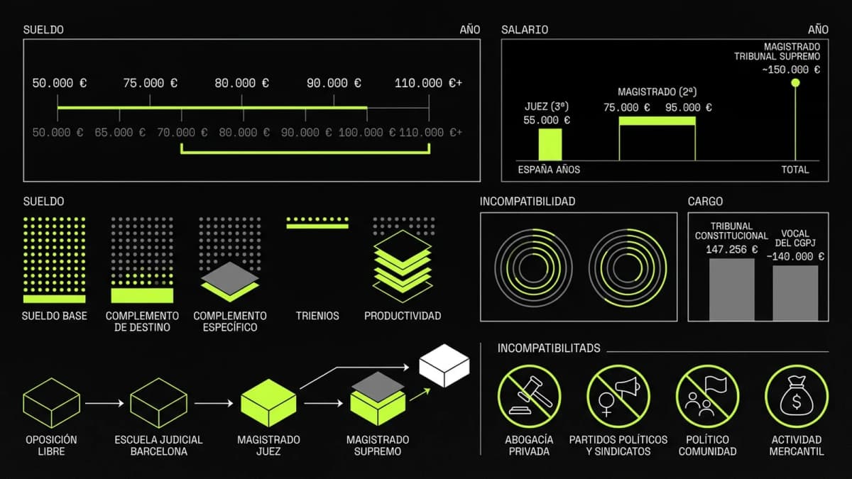 Infografía resumen del artículo: ¿Cuánto cobra un juez en España?