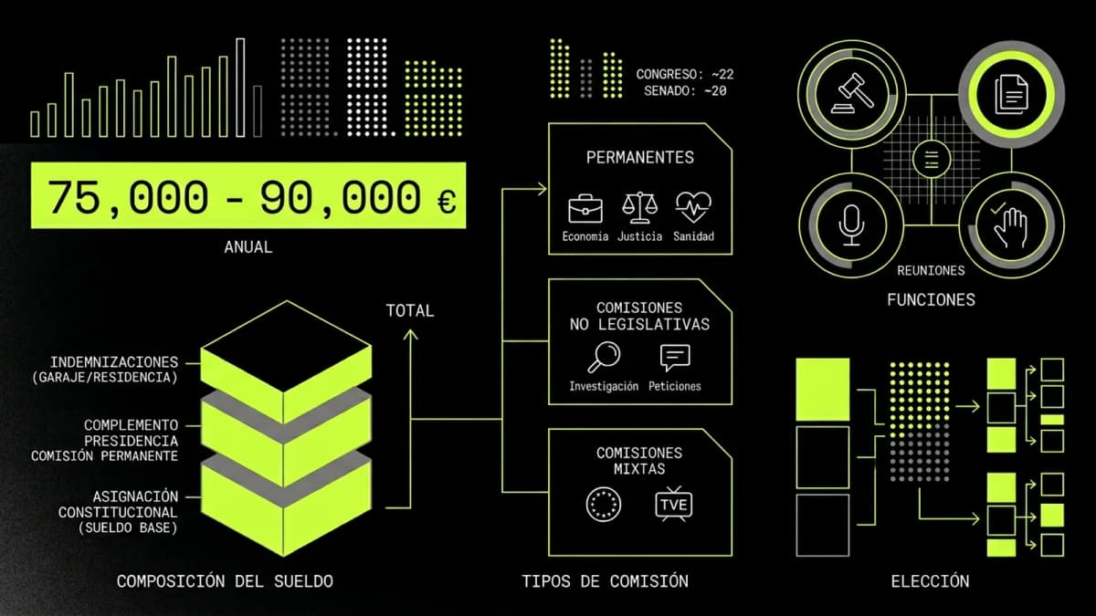 Infografía resumen del artículo: ¿Cuánto cobra un presidente de comisión parlamentaria?