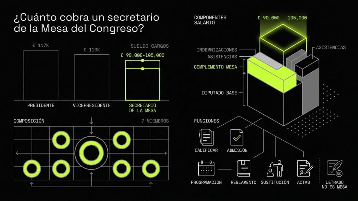 Infografía resumen del artículo: ¿Cuánto cobra un secretario de la Mesa del Congreso?