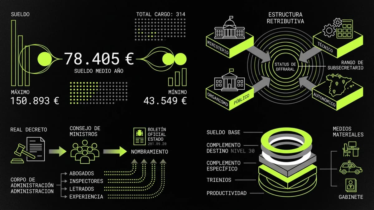 Infografía resumen del artículo: ¿Cuánto cobra un secretario general en España?