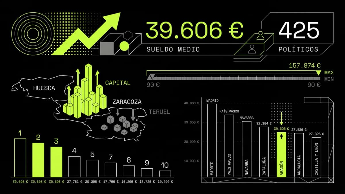 Infografía resumen del artículo: ¿Cuánto cobran los políticos de Aragón?
