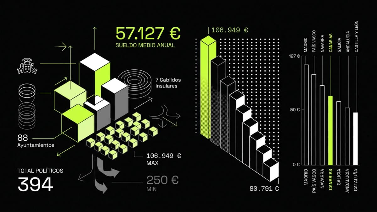 Infografía resumen del artículo: ¿Cuánto cobran los políticos de Canarias?