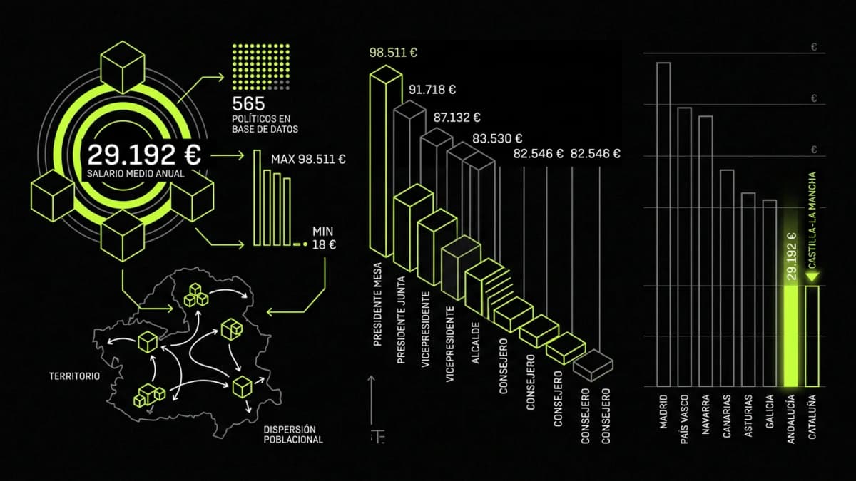 Infografía resumen del artículo: ¿Cuánto cobran los políticos de Castilla-La Mancha?