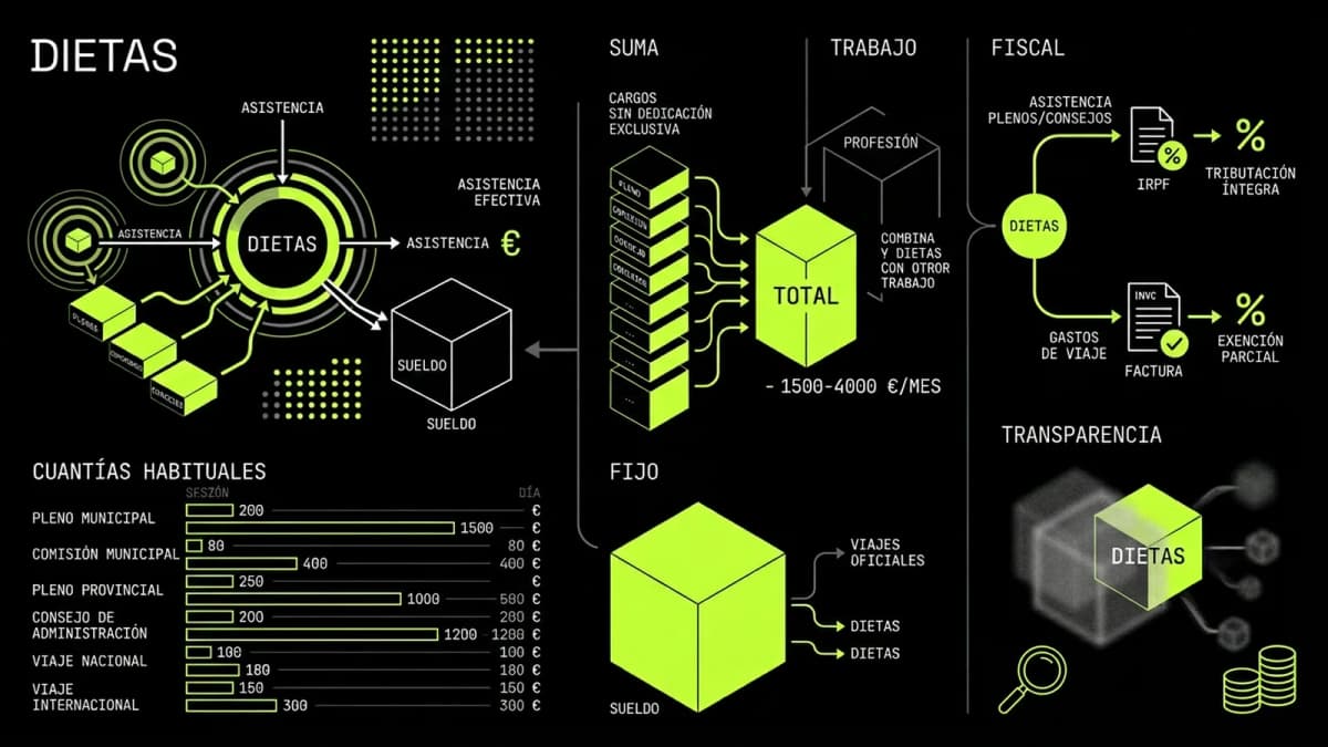 Infografía resumen del artículo: ¿Qué son las dietas en política y a cuánto ascienden?
