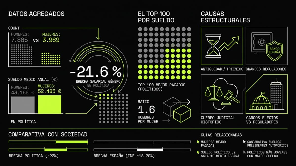 Infografía resumen del artículo: Diferencias salariales por género en la política española