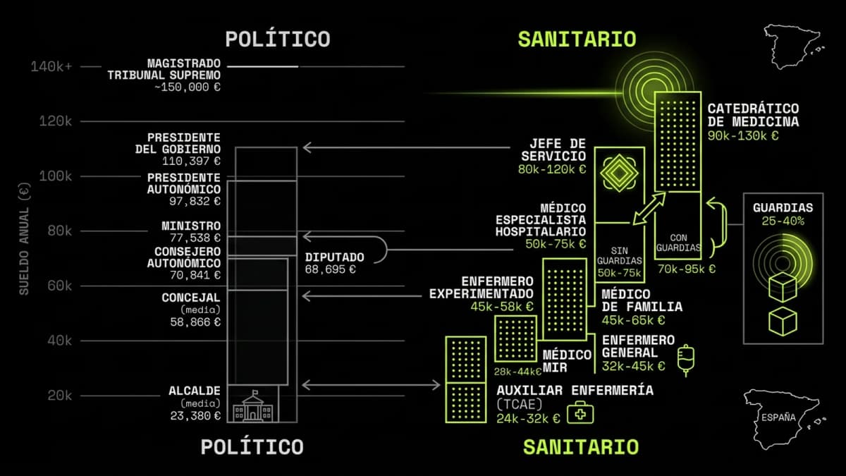 Infografía resumen del artículo: Sueldo de los políticos vs sueldo de los sanitarios