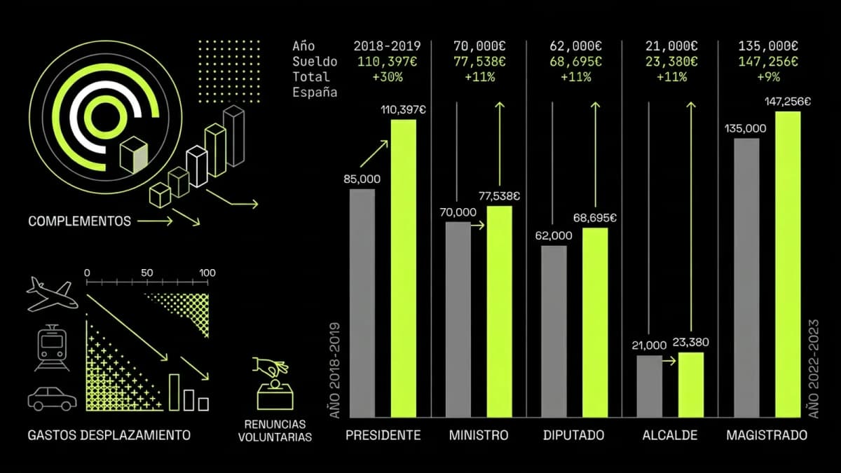 Infografía resumen del artículo: Sueldos de los políticos antes y después de la pandemia
