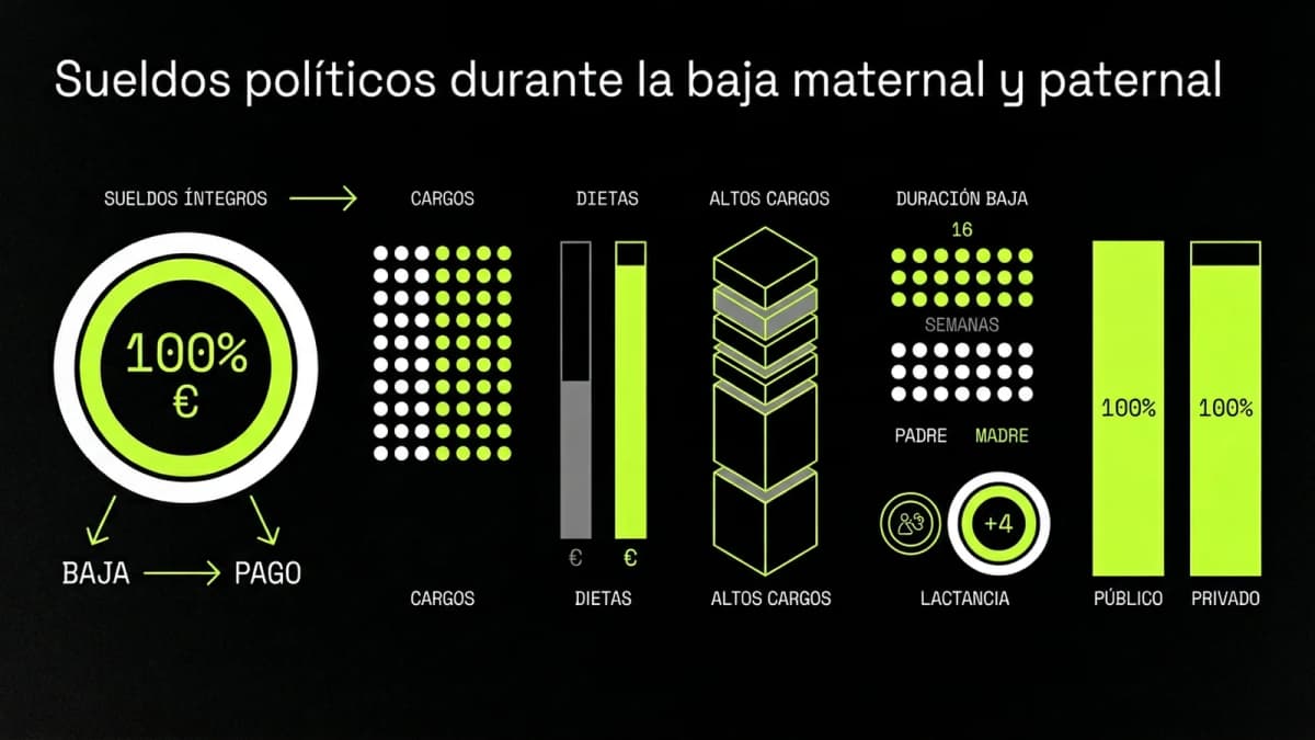 Infografía resumen del artículo: Sueldos políticos durante la baja maternal y paternal