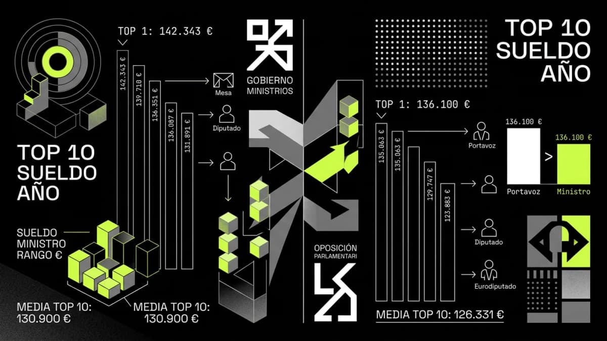 Infografía resumen del artículo: Sueldos en el Congreso: Sumar vs Podemos