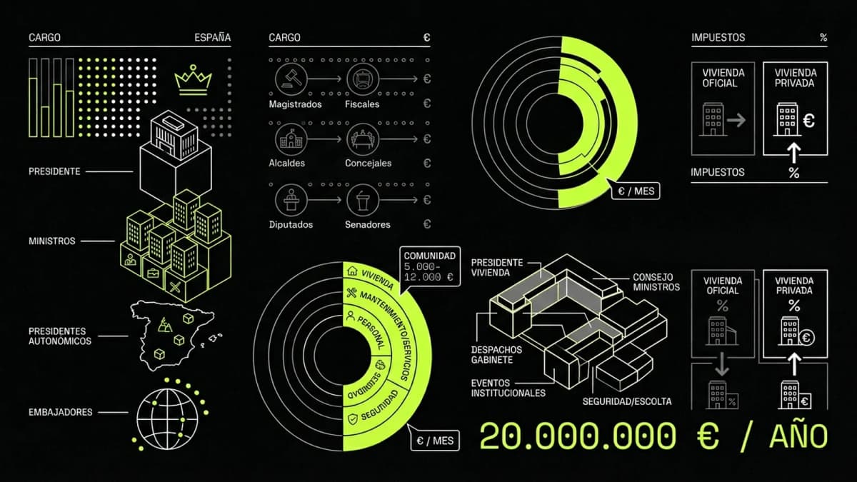 Infografía resumen del artículo: Vivienda oficial: políticos que residen sin pagar
